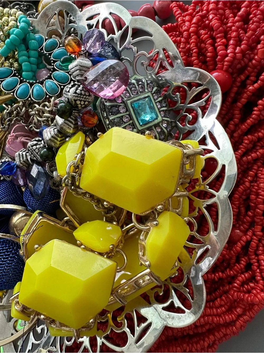 Colorful Jewelry Jar Boho Indian Style Earrings Bracelets Necklaces Rings Beads